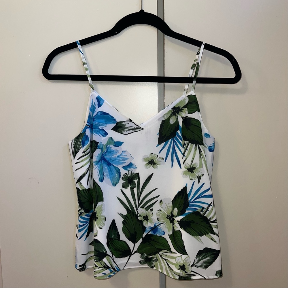 NWT: Banana Republic Floral Adjustable Spaghetti Strap Blouse - SIZE PETITE XS